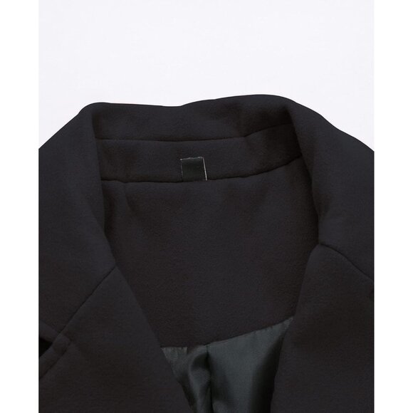 Men's Black Classic Wool Single Breasted Mid Long Trench Overcoat Jackets - Picture 4 of 7